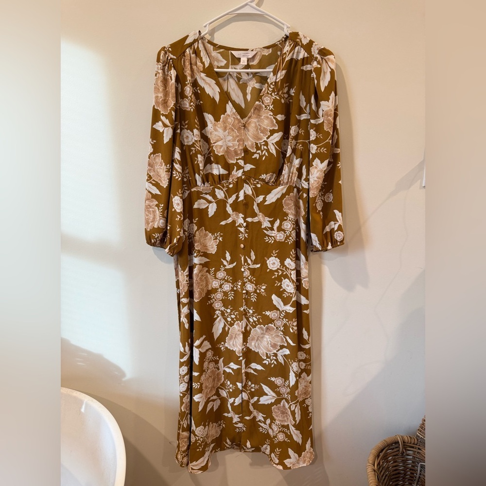 LC Lauren Conrad Brown Floral Long Sleeve Dress